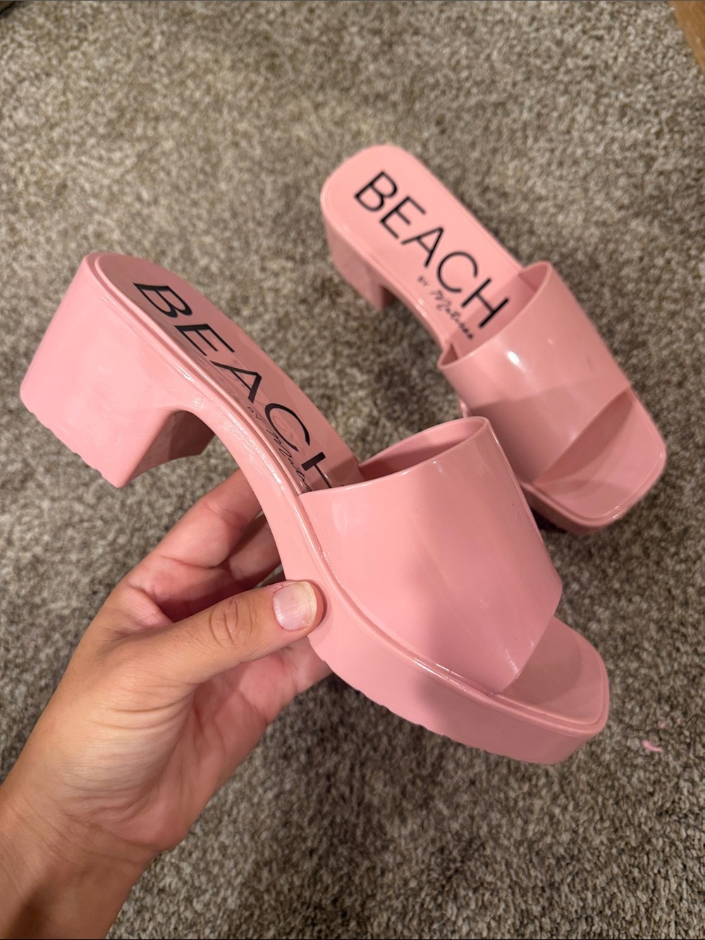 BEACH by Matisse Pink Block Heel Mules
